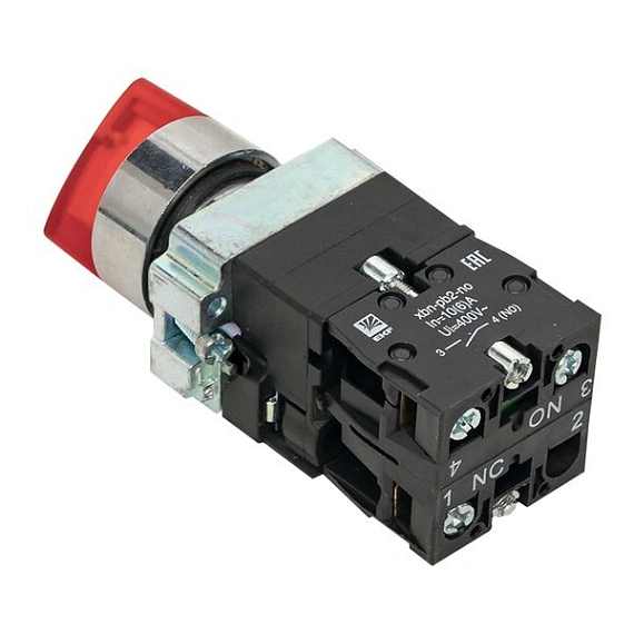 Переключатель EKF XB2; D отверстия= 22 мм; Красный; с подсветкой; с фиксацией; U=24 В; 2; IP40