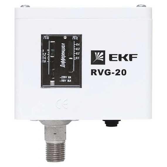 Реле избыточного давления EKF RVG-20; IP54; 1/4 дюйма; диапазон=-0,05 МПа...0,6 МПа