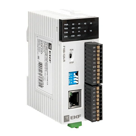ПЛК EKF PRO-Logic центральный процессор; DI=4; DO=4 э.м реле; AI=2; AO=2; 1xEthernet, 1xRS-485