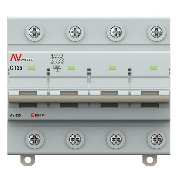 Автоматический выключатель EKF Averes, серия AV-125; I=100 А; хар-ка D; полюсов 4; отключение 10 кА