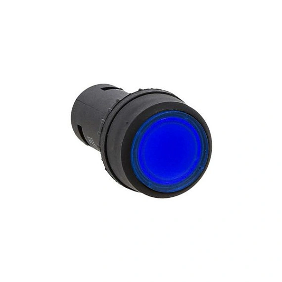 Кнопка EKF SW2C-10D; D отверстия= 22 мм; U=24 В; Синий; с подсветкой; возвратный; Плоская (-ий); IP5