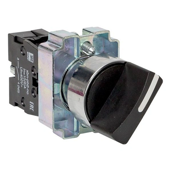 Переключатель EKF XB2; D отверстия= 22 мм; Черный; с фиксацией; U=220 В; 2; короткая ручка; IP40