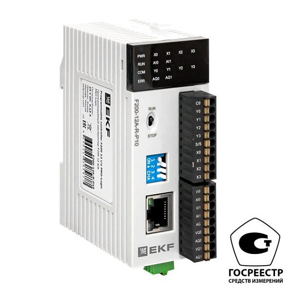 ПЛК EKF PRO-Logic центральный процессор; DI=4; DO=4 э.м реле; AI=2; AO=2; HSI=1; 1xEthernet, 1xRS-48