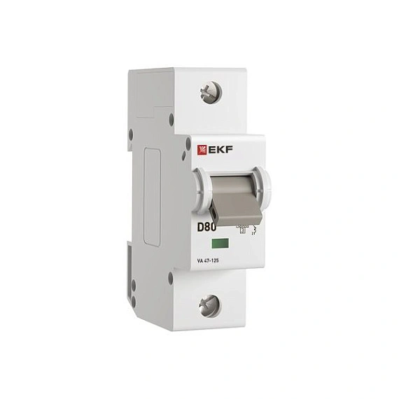 Автоматический выключатель EKF PROxima, серия ВА 47-125; I=80 А; хар-ка D; полюсов 1; отключение 15 кА