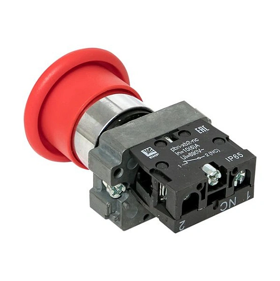 Кнопка EKF XB2; D отверстия= 22 мм; U=230 В; Красный; возвратный; Грибовидная; IP65