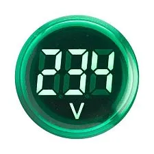 Индикатор значения напряжения EKF ED16-22VD; D отверстия= 22 мм; цвет: Зеленый; Ue=70...500 В AC; IP