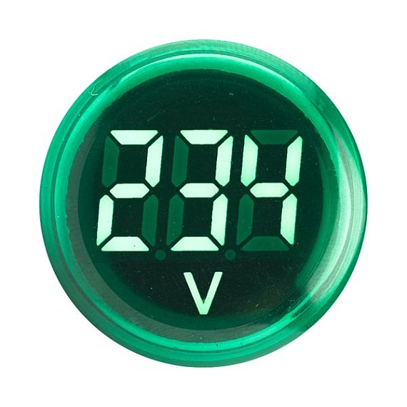 Индикатор значения напряжения EKF ED16-22VD; D отверстия= 22 мм; цвет: Зеленый; Ue=70...500 В AC; IP
