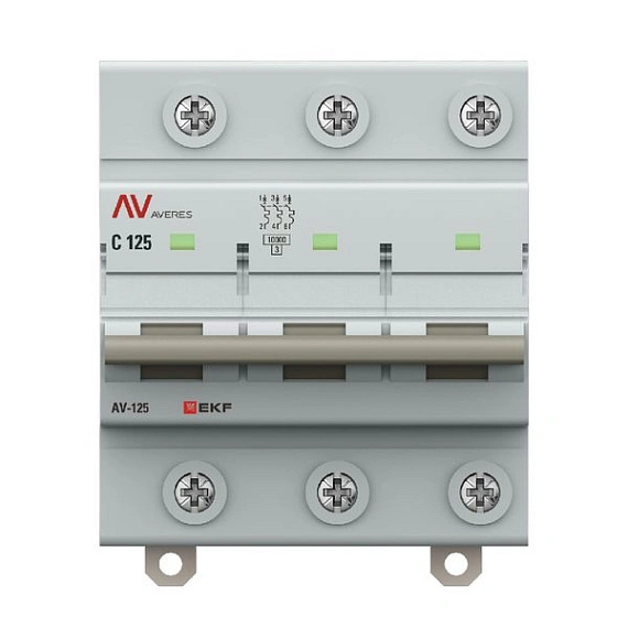 Автоматический выключатель EKF Averes, серия AV-125; I=125 А; хар-ка C; полюсов 3; отключение 10 кА