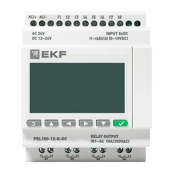 ПЛК EKF PRO-Relay центральный процессор; DI=4 DI/AI(0…10B) + 4DI; DO=4 э.м-реле; 1хEthernet