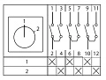 Переключатель кулачковый EKF; 2; полюсов 3; Iu=32 А; схема подключения 5; позиции: 1-2; IP65