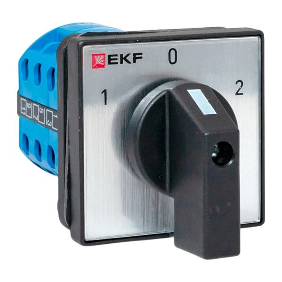 Переключатель кулачковый EKF; 3; полюсов 3; Iu=10 А; схема подключения 4; позиции: 1-0-2; IP65