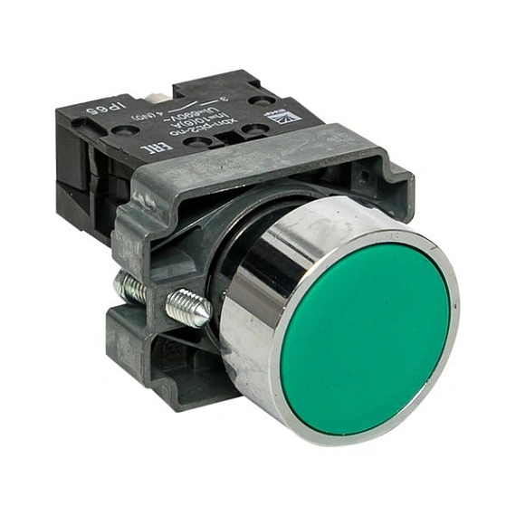 Кнопка EKF XB2; D отверстия= 22 мм; Зеленый; возвратный; Плоская (-ий); IP65