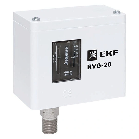 Реле избыточного давления EKF RVG-20; IP54; 1/4 дюйма; диапазон=-0,05 МПа...0,6 МПа
