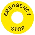 Табличка для кнопок  EMERGENCY STOP 22 мм EKF; D отверстия= 22 мм; цвет: Желтый