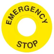 Табличка для кнопок  EMERGENCY STOP 22 мм EKF; D отверстия= 22 мм; цвет: Желтый