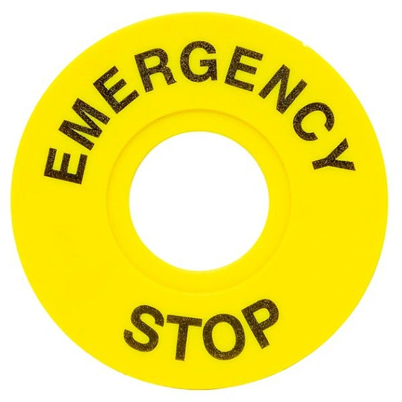 Табличка для кнопок  EMERGENCY STOP 22 мм EKF; D отверстия= 22 мм; цвет: Желтый
