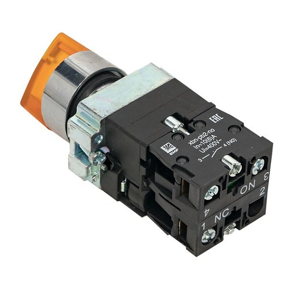 Переключатель EKF XB2; D отверстия= 22 мм; Желтый; с подсветкой; с фиксацией; U=24 В; 3; IP40