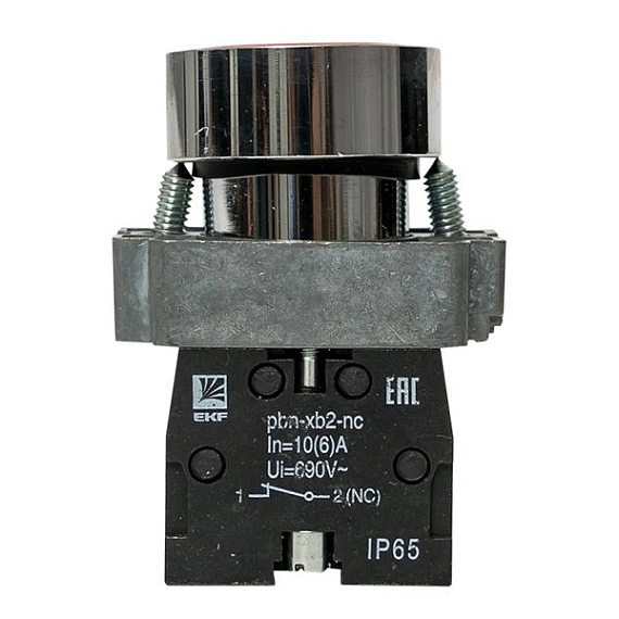 Кнопка EKF XB2; D отверстия= 22 мм; Красный; возвратный; Плоская (-ий); IP65
