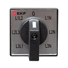 Переключатель кулачковый EKF; 7; полюсов 4; Iu=10 А; схема подключения 6; позиции: 0-L1N-L2N-L3N-L3L