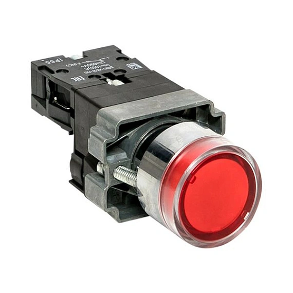 Кнопка EKF XB2; D отверстия= 22 мм; U=230 В; Красный; с подсветкой; возвратный; Плоская (-ий); IP65