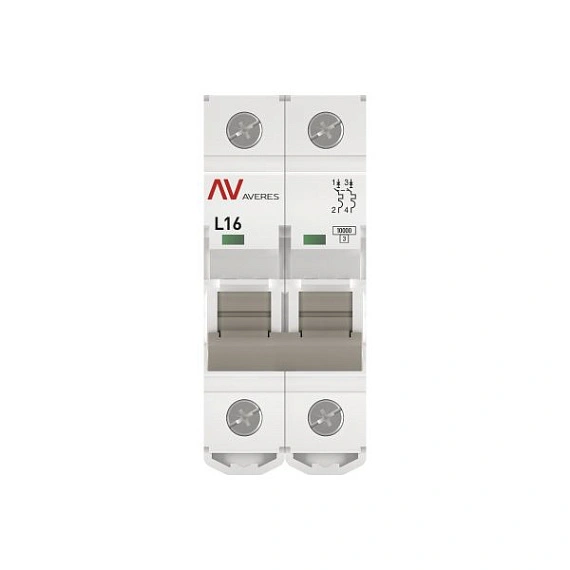 Автоматический выключатель EKF Averes, серия AV-10; I=16 А; хар-ка L; полюсов 2; отключение 10 кА