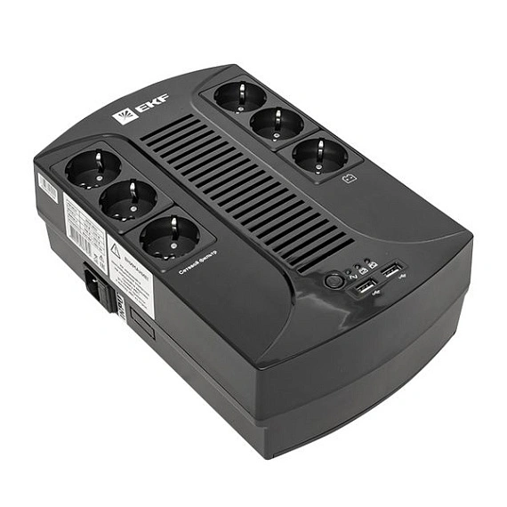 ИБП EKF E-Power HOME; 800 ВА; 480 Вт; фаз вх/вых=1/1; розетки 6 х Schuko; 1x12В_8Ач