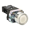 Кнопка EKF XB2; D отверстия= 22 мм; U=24 В; Белый; с подсветкой; возвратный; Плоская (-ий); IP40