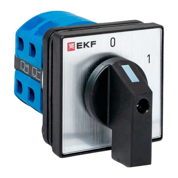 Переключатель кулачковый EKF; 2; полюсов 3; Iu=25 А; схема подключения 1; позиции: 0-1; IP65